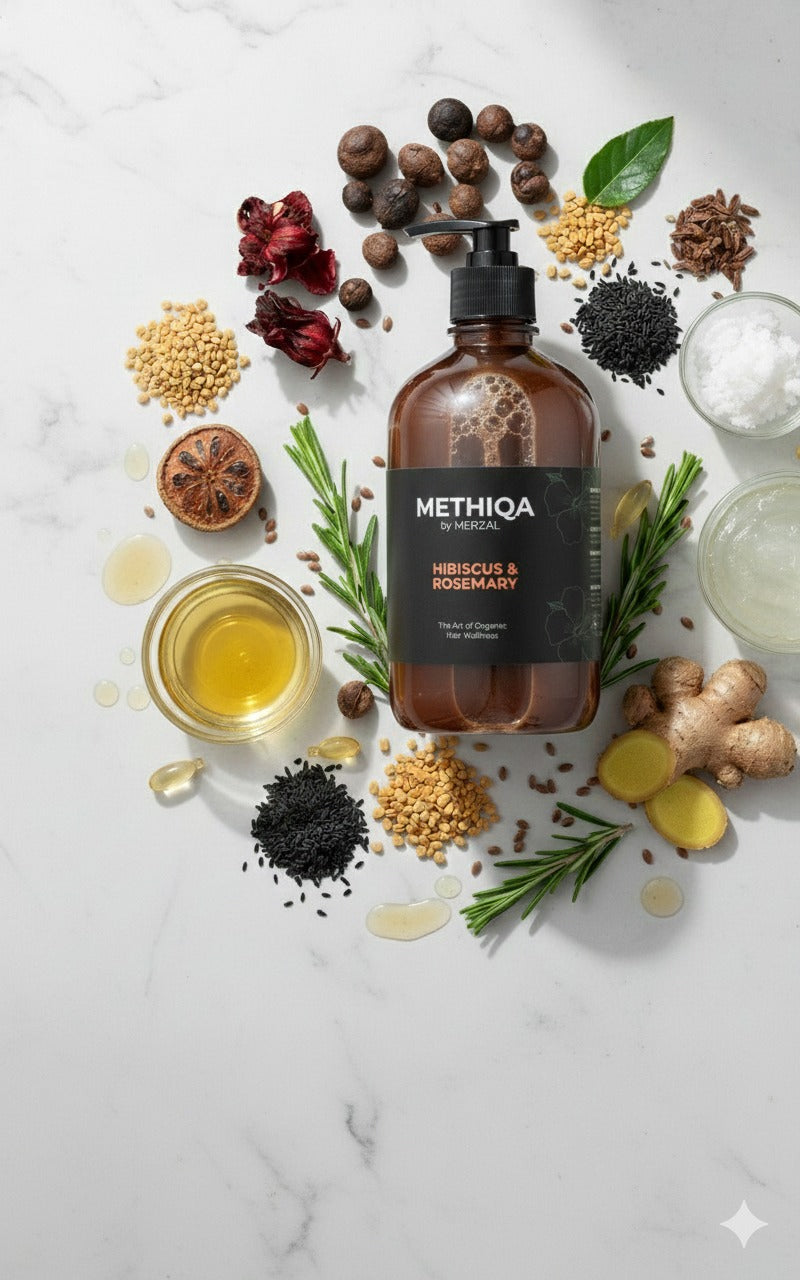Hibiscus & Rosemary Shampoo By METHIQA By Merzal With the Scent of Rosemary & Lavender.