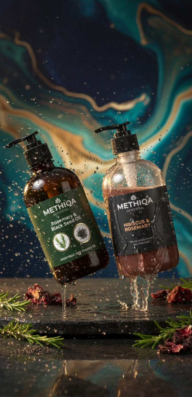 Hibiscus & Rosemary Shampoo 250ml + Rosemary & Black Seed Oil 250ml | Organic Hair Care Combo