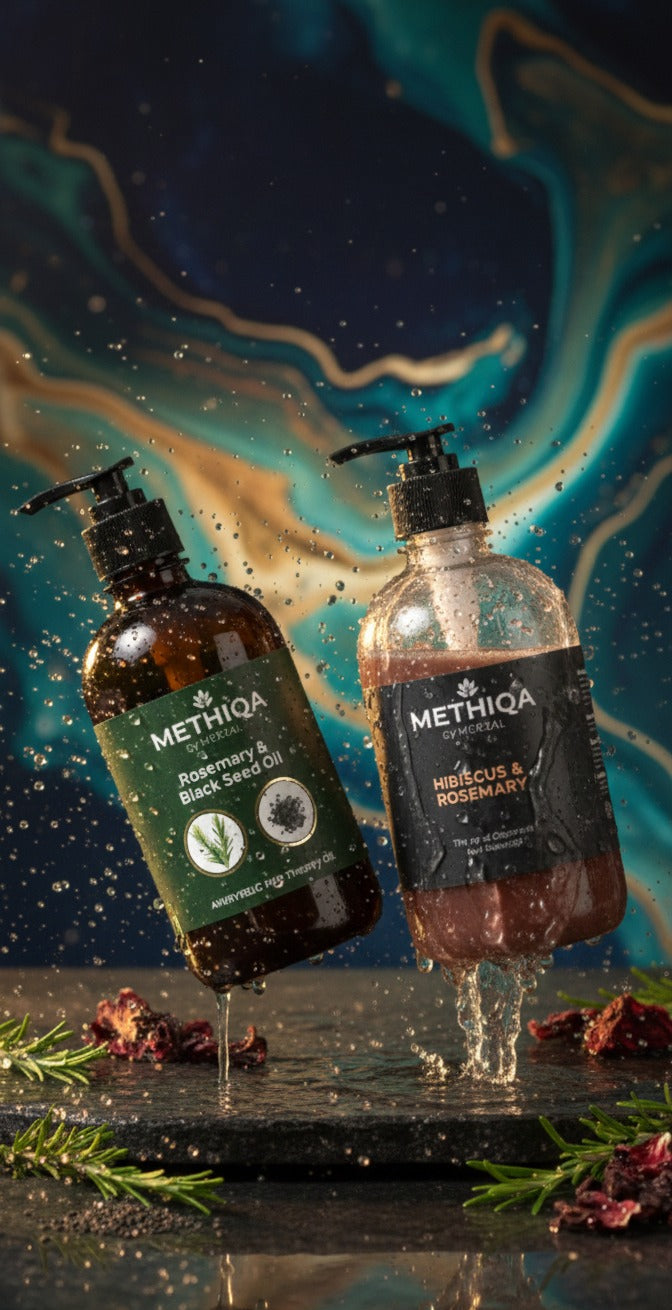 Hibiscus & Rosemary Shampoo 500ml + Rosemary & Black Seed Oil 500ml | Organic Hair Care Combo