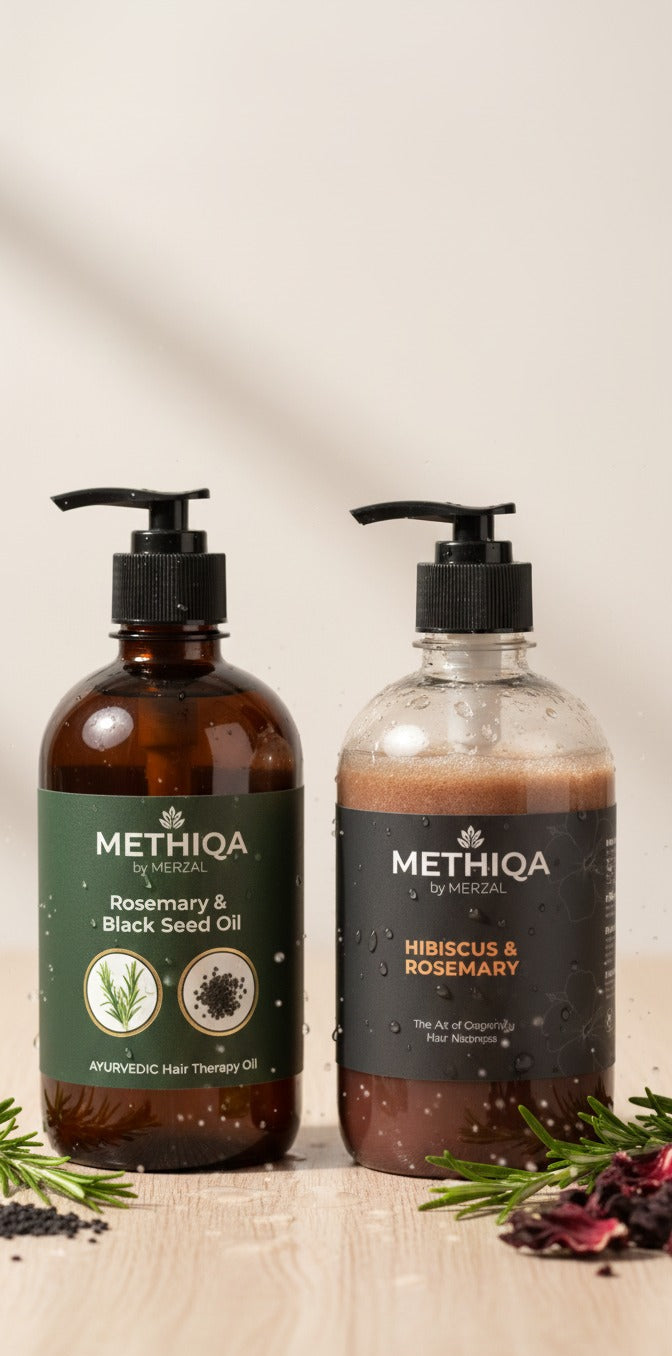 Hibiscus & Rosemary Shampoo 500ml + Rosemary & Black Seed Oil 500ml | Organic Hair Care Combo