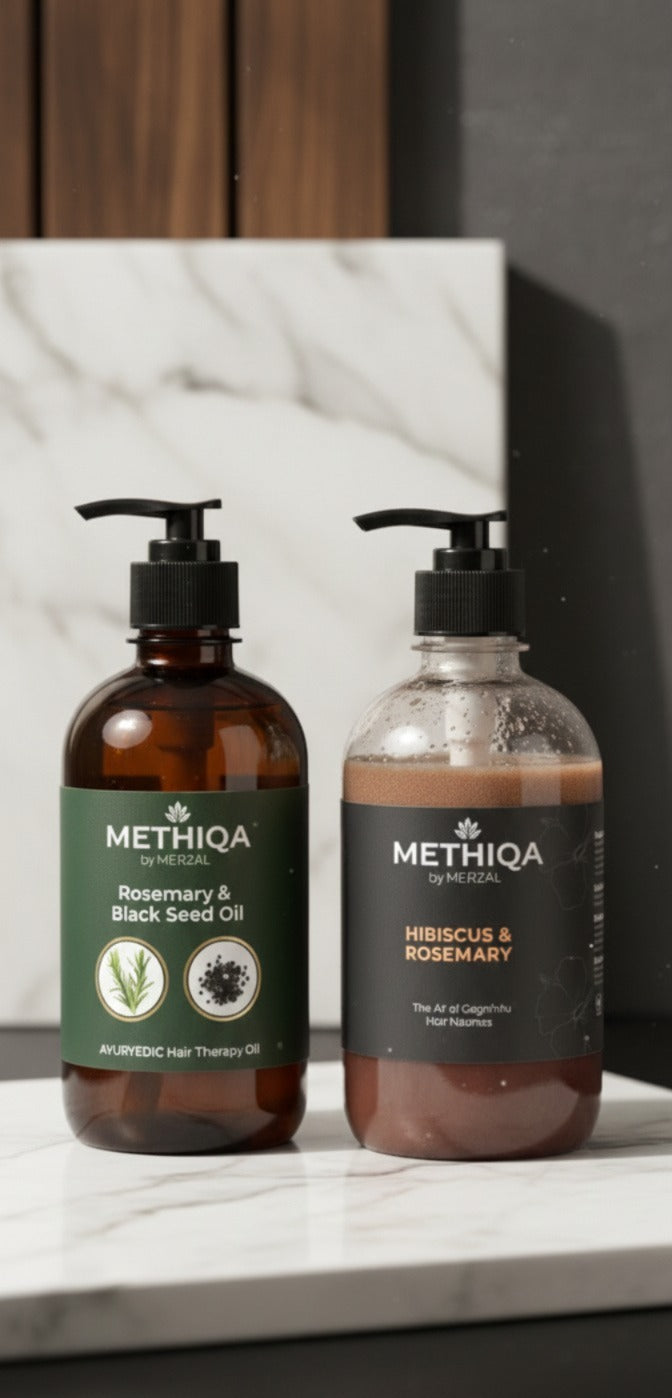 Hibiscus & Rosemary Shampoo 500ml + Rosemary & Black Seed Oil 500ml | Organic Hair Care Combo