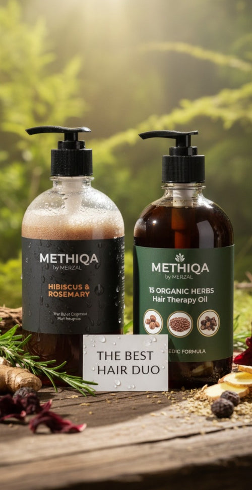 Hibiscus & Rosemary Shampoo + 15 Organic Herbs Hair Therapy Oil (250ml Each)